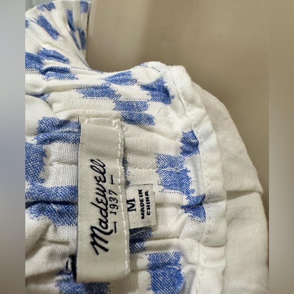 Madewell Skater Skirt White Blue Scribble Check Pattern - Picture 2 of 4